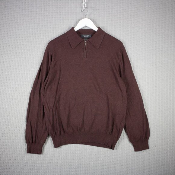 Toscano Made in Italy Burgundy Quarter Zip Sweater - Picture 1 of 8